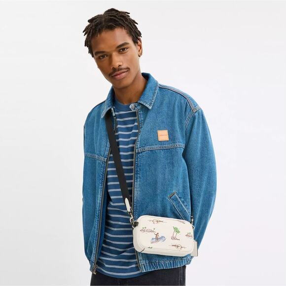 NWT COACH CBI35 Jayden Crossbody Bag Surf Print Refined Pebble Leather Chalk - Picture 6 of 8